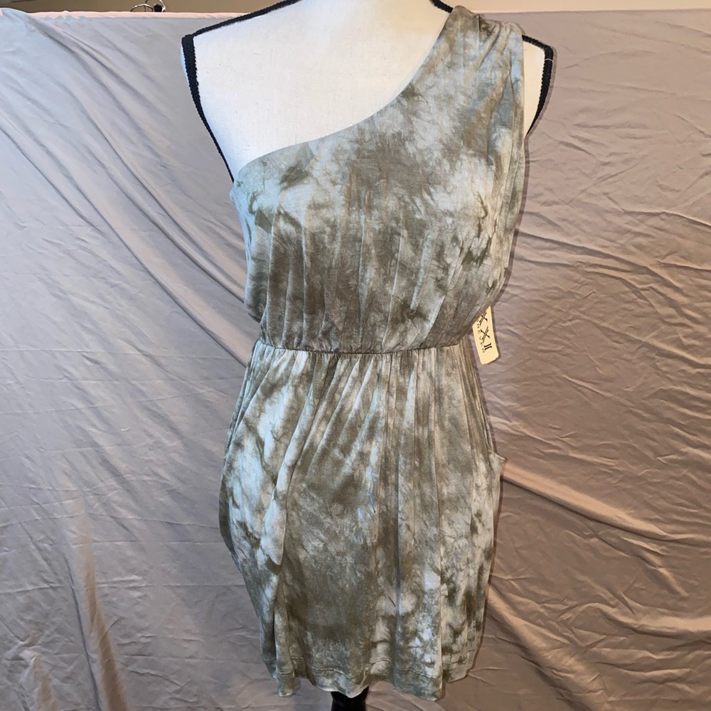 NWT Forever 21 Green Tie Dye One Shoulder Dress Women’s Size M